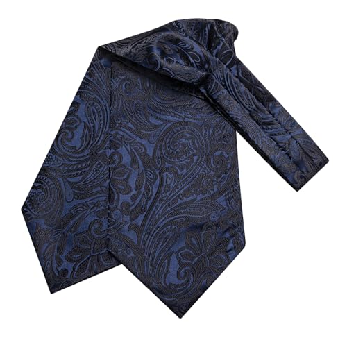 Image of Dubulle Paisley Floral Ascot for Men Self Tie Mens Cravat and Pocket Square Cufflinks Wedding