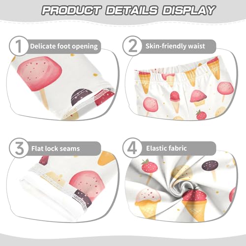 Girls Leggings Cute Ice Cream Soft Toddler Leggings for Girls Kids Pants Size 4T-10T3