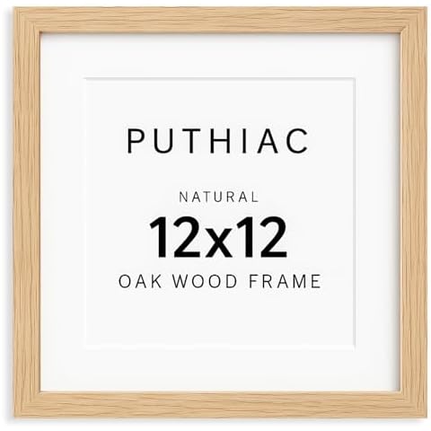 12x12 Oak Wood Picture Frame - Minimalist 12x12 Poster Frame, 12"x12" Picture Frame Wood, Natural Solid Wooden Picture Frames for Wall Art Photo and Prints(1 Pack, Beige) Cover