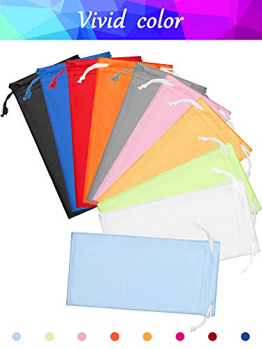 100 Pieces Microfiber Case Pouch Bag Glasses Sunglasses Case With 2 Pieces Cloth (Black, Gray, White, Red, Pink, Light Blue, Light Yellow, Light Green, Dark Blue, Orange) #TOP3