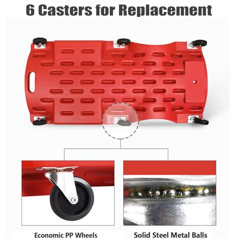 Caster Wheels for Mechanic Creepers Wheels Replacements, Quality Replacement Parts Fit for 36'' - 40'' Plastic Creeper, 3'' in Diam., Pack of 6