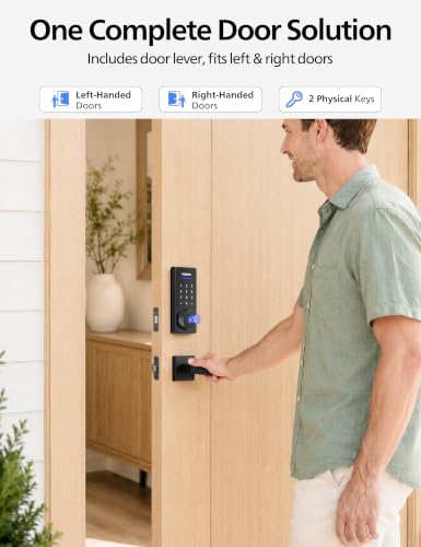 Philips WiFi Smart Lock with Handle, Fingerprint Keyless Entry Door Lock with WiFi Bridge, Smart Locks for Front Door with Handle Set, APP Remote Control, Voice Control, Auto-Lock, Matte Black - image 8