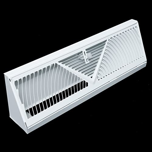 Handua 15" Corner Baseboard Return Air Grille | Round Type Air Flow Design | Register Vent Cover Grill | Adjustable Lever For Air Flow Control |White #TOP14