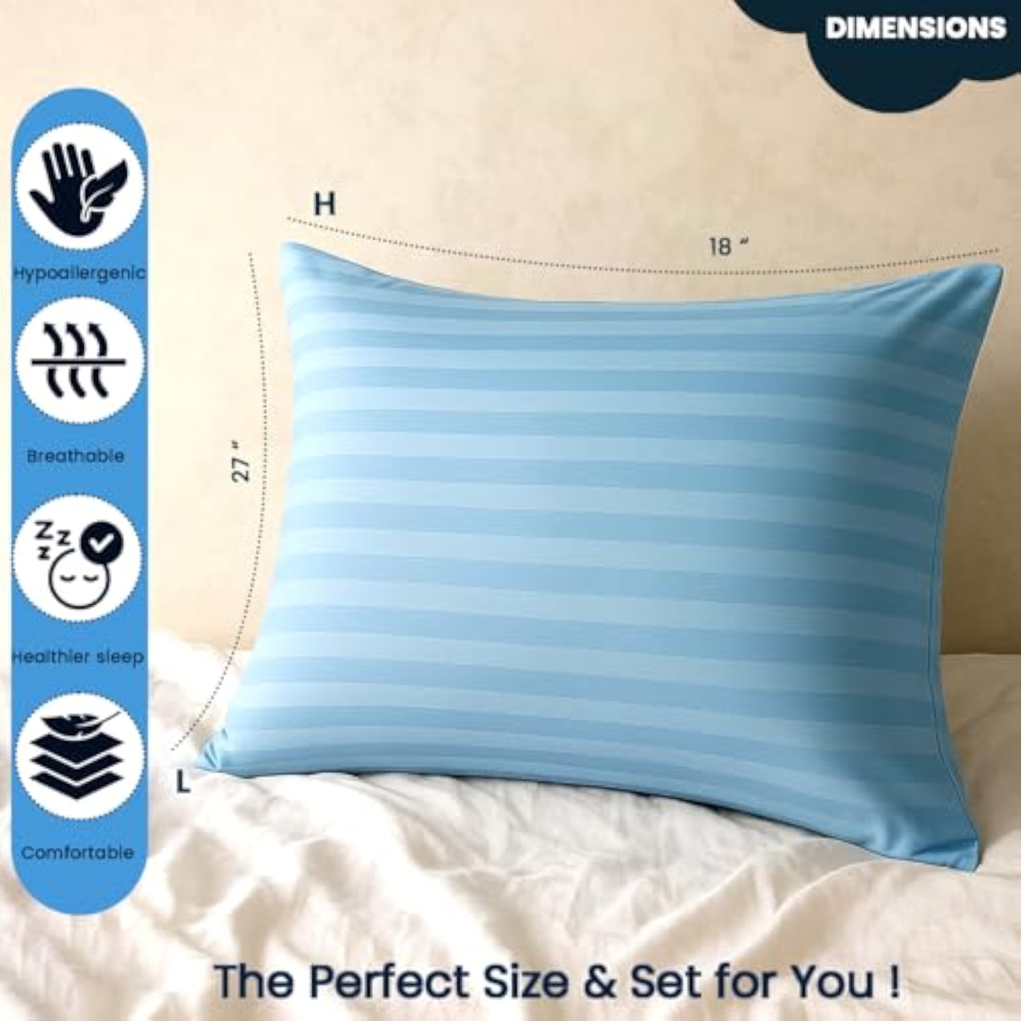 Luxury Pure Cotton Pillow Cover with Zipper Closure