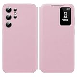 Nshkeji Custodia Intelligente in Pelle per Samsung Galaxy S23 Ultra 5G [Smart View] Cover Galaxy S23 Ultra 5G Clear View Flip Pelle in Libro Portafoglio Flip, Carta Fessura, Wallet Custodie S View