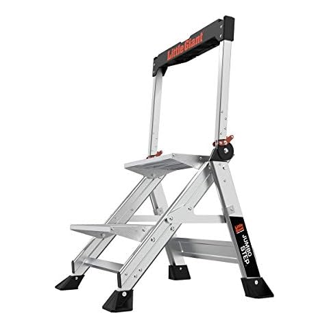 Little Giant Ladders, Jumbo Step, 2-Step, 2 foot, Step Stool, Aluminum, Type 1AA, 375 lbs weight rating, (11902), Silver Cover