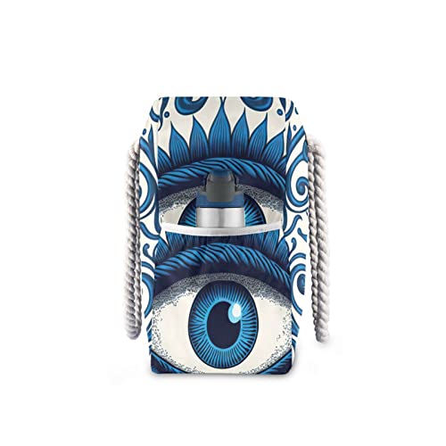 Vnurnrn Blue Patterns Eyes Evil-eye Beach Bag Tote for Women Men with Zipper, Large Shoulder Beach Tote Bag with Rope Handles, Travel Tote Bag for Seaside Gym Pool Daily, 20.5 X 7.3 X 15 inch3