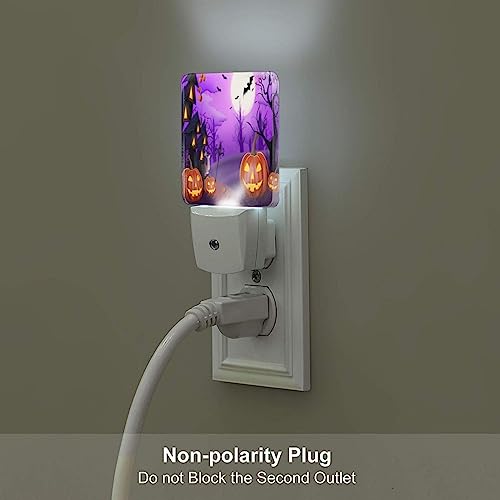 Image of Pumpkin Lanterns LED Plug-in Night Lamp Set of 2 Halloween Decorations, Auto Sensor Emergency Nightlights for Bedroom Bathroom