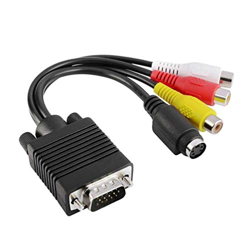 Solustre Insten VGA SVGA to S-Video 3 RCA TV Audio Video AV Cable adaptador – para ordenador Video Display Card Supports TV Output Through VGA Port