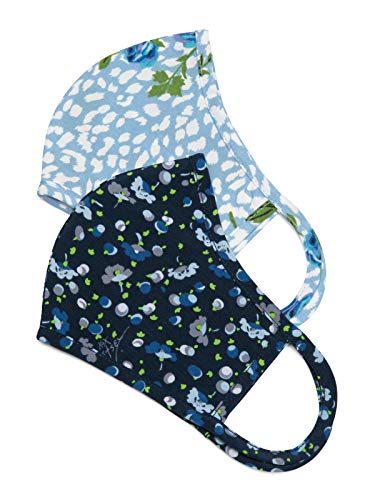 KOI Betsey Johnson BA157 Reversible Face Mask Floral Leopard/Ditsy Floral Blue OS