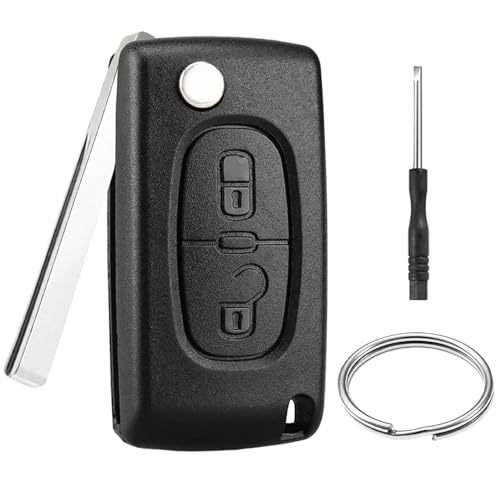 2 Boutons Coque Clé de Voiture CE0536 Compatible avec Peugeot 207 307 308 SW 3008 5008 Partner et Citroen C3 Picass C2 C4 C5 C6 C8 Télécommande Boîtier...