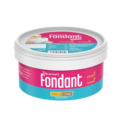 DECOCINO Fondant weiß – 1 Kilo Vorteilspack – ideal zum Verzieren von Kuchen, Torten, Cakepops – palmölfrei & vegan