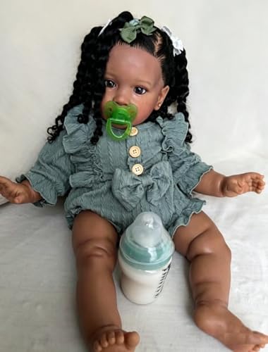 Muñeca Reborn Toddler Niña 66 cm Realista Piel Oscura miniatura 4