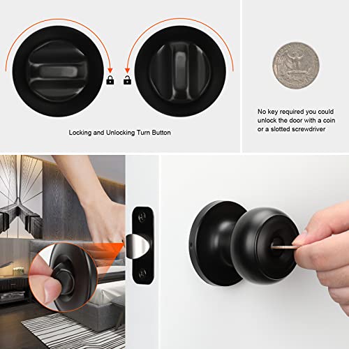 Haidms Oil Rubbed Bronze Door Knobs Interior, 4 Packs Privacy Door Knob Stainless Steel Door Knob For Bathroom, Bedroom, Door Lock Sets thumb #5