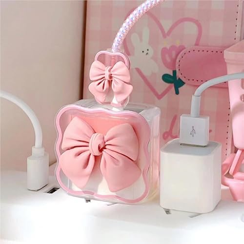 Image of Like Star Charger Protection Cover 4 in 1, Compatible for iPhone Charger only 18W & 20W, Spiral Cable Protector for Charging Cable, Charger Protector with 3D Design