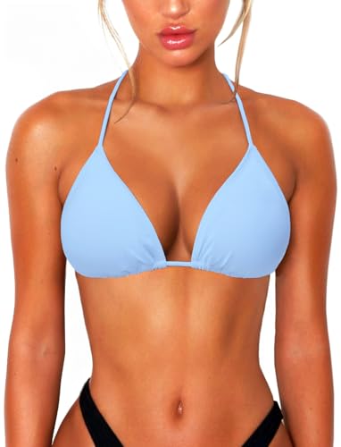 Image of OZICERD String Bikini Tops for Women Bathing Suit Swim Tops Sexy Triangle Bikini Top Black