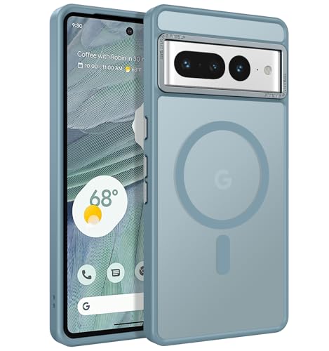 YINLAI für Google Pixel 7 Pro Hülle Kompatibel mit MagSafe Handyhülle Magnetisch Translucent Matt Stoßfest Kratzfest Cover Case Schutzhülle für Google Pixel 7 Pro 6.7 Grau Blau