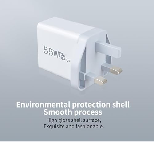 Usb C Plug Fast Charge, 55W 4-Port Multi Usb Charger Plug Uk Dual Port Pd Power Adapter +Qc Wall Plug Multiport Mains Type C Charging Plug Compatible With I Phones 16 15 14 13 Ssamsung, I-Pads, I-Pods - 6