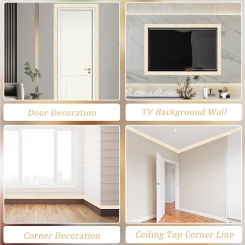 GORGECFAFT 2 Rolls 2.3mx79mm Crown Molding Peel and Stick Mirror Edging Frame Lines Wall Base Moccasin 3D Wall Edging Foam Flexible Wallpaper Border Ceiling Baseboard for Home DIY Furniture Home Decor - Image 4