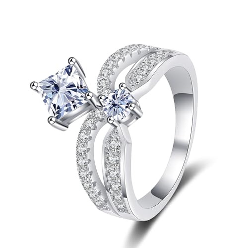 Engagement Ring Moissanite Rings for Women Sterling Silver Ring Wedding Promise Rings for Her