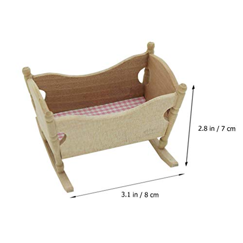 STOBOK Puppenhaus Miniatur Baby Cradle Puppe Krippe Bett Mini Hölzerne Wiege Spielzeug Pretend Spielen Spielzeug… – Bild 3