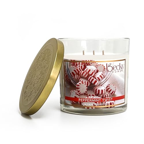 Becky Home Peppermint Scented 3-Wick Candle In Glass Jar cover