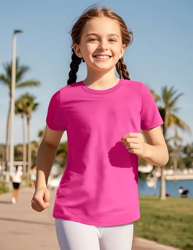 Image of KEREDA Girls Athletic Shirts Quick Dry T Shirts Summer UPF 50+ Tops 3 Pack