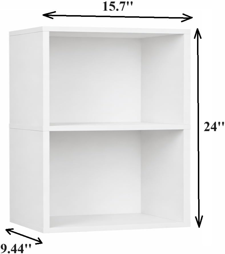 Bookcase, Bookshelf, Cube Storage Shelf, 3 Cube Storage Organizer, 3 Tier Bookshelf Small Bookcase, Wooden Book Shelf for Bedroom, Small Bookshelf for Living Room and Office (2 Tier Rectangle)