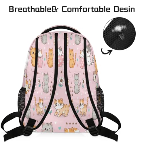 Mochila para laptop de 15.6 ligera con diseño de taza de gato para adolescentes y estudiantes 4