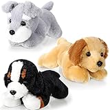 Skylety 3 Pcs 7.87 Inches Dog Stuffed Animal Plush Dogs Soft Plush Toy Pillow Christmas Fluffy Puppy Set for Puppy Christmas Party Favor Birthday Home(Mountain Dog, Schnauzer, Labrador)