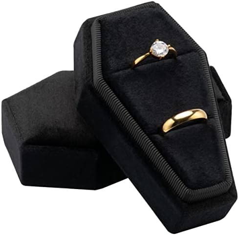 Velvet Coffin Ring Box Case Holder for Gothic Wedding Ceremony Je...