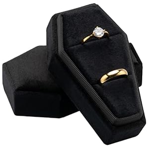 Velvet Coffin Ring Box Case Holder for Gothic Wedding CeremonyGothic Jewelry Organizer Decorations Black