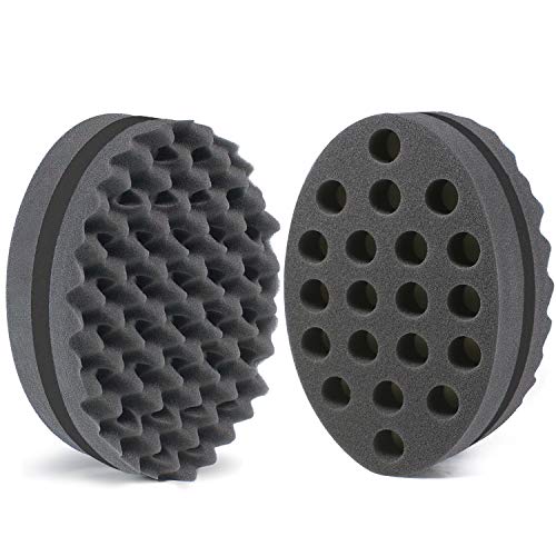 HALLO Big Holes Curl Hair Sponge, Barber Hair Brush Dreads Locking Twist Afro Coil, Wave Brush Hair Curl Brush Care Tool(1 Packï¼ŒBLACK)