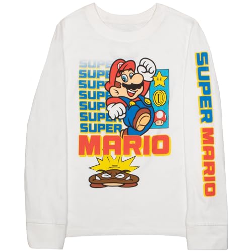 Nintendo Kids Super Mario Bros Mario & Luigi Boys Long Sleeve 2-Pack T-Shirt Bundle Set for Boys (Size 5/6, Black/White) - image 4