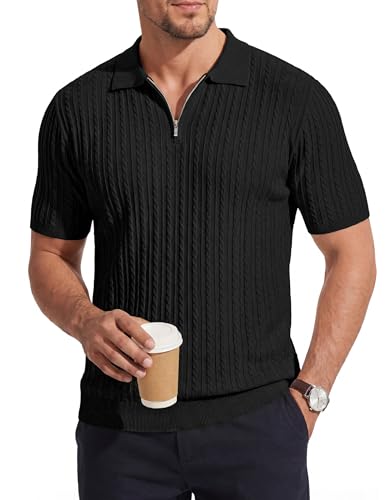 Camiseta polo para hombre JMIERR de manga corta con cierre parcial, tejido texturizado y ligera, ideal para verano, golf y vacaciones miniatura 1