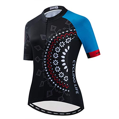 Mujeres Ciclismo Jersey Set Verano Bicicletas Ropa Bicicletas Ropa Ciclismo Conjunto, Negro/Azul, XX-Large Cover