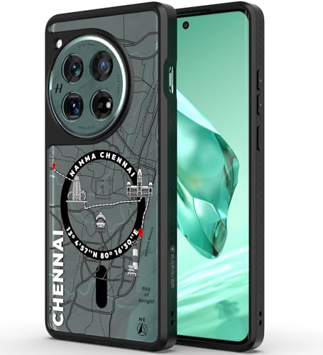 Image of KAPAVER Mag-X Back Cover Case Compatible with OnePlus 12 5G (PC+TPU) (GPS Chennai), Black
