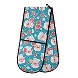 Chef Bacon - Guantes de horno dobles resistentes al calor con soportes antideslizantes para manejar ollas calientes, cocinar y hornear barbacoa