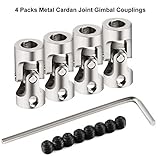 4 Packs 6mm to 6mm Metal Cardan Joint Gimbal Couplings Universal Joint Connector Model DIY Motor Shaft Fitting Accessory for RC Car Boat Airplane with Screws and Wrench