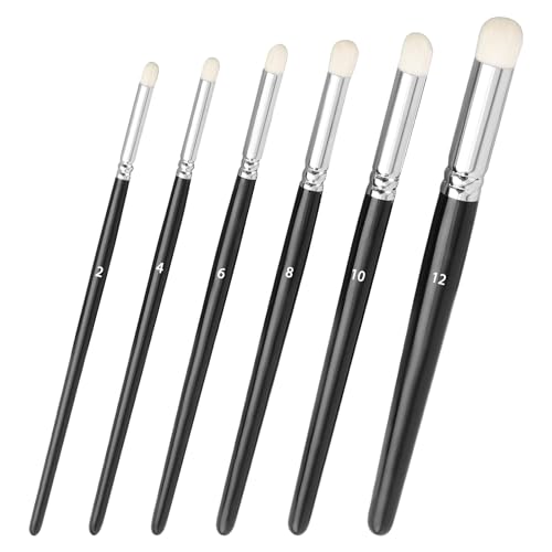 6 Pcs Dry Brush Miniature Painting Set, Model Paint Drybrush for Detail Blending Brushes for Miniatures Premium Goat Hairs Domed Drybrush Set, for Army Scale Model, Warhammer 40k, DND Miniatures