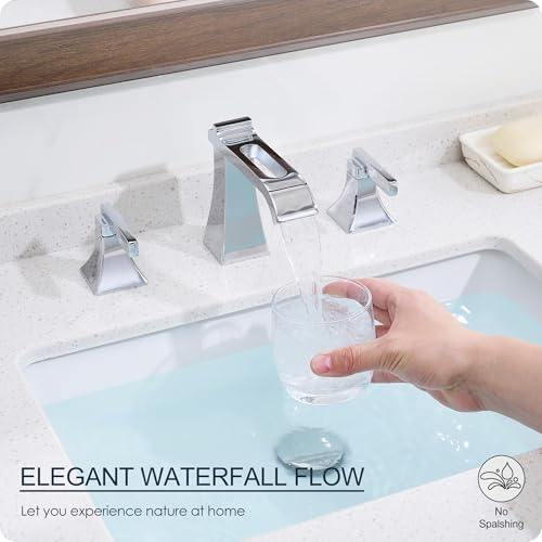 Robinet de salle de bain chrome cascade luxe 3 trous