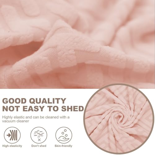 Image of Lukzer 2 Seater Pastel Pink Grid Maze Pattern Sofa Cover | 240 GSM Universal Stretch Fit Jacquard Fabric Couch Protector | Fully Covered Anti Slip & Washable Sofa Cover (140-180cm /SC-108-02)