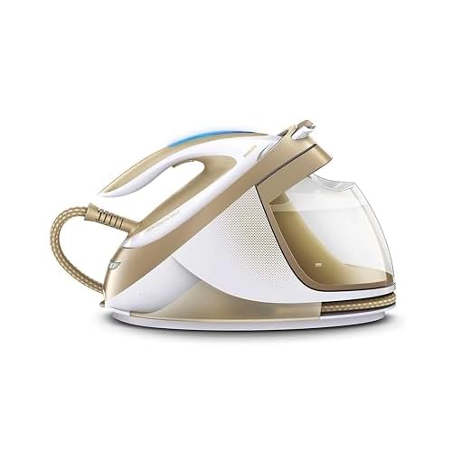 Philips PerfectCare EliteDampferzeuger Bügeleisen, Geprüft und Generalüberholt, 2400 W, Optimal TEMP, 7,2 bar Dampfdruck, 490 g/Min Dampfstoß,1.8 Liter, Weiß/Gold (GC9642/60)