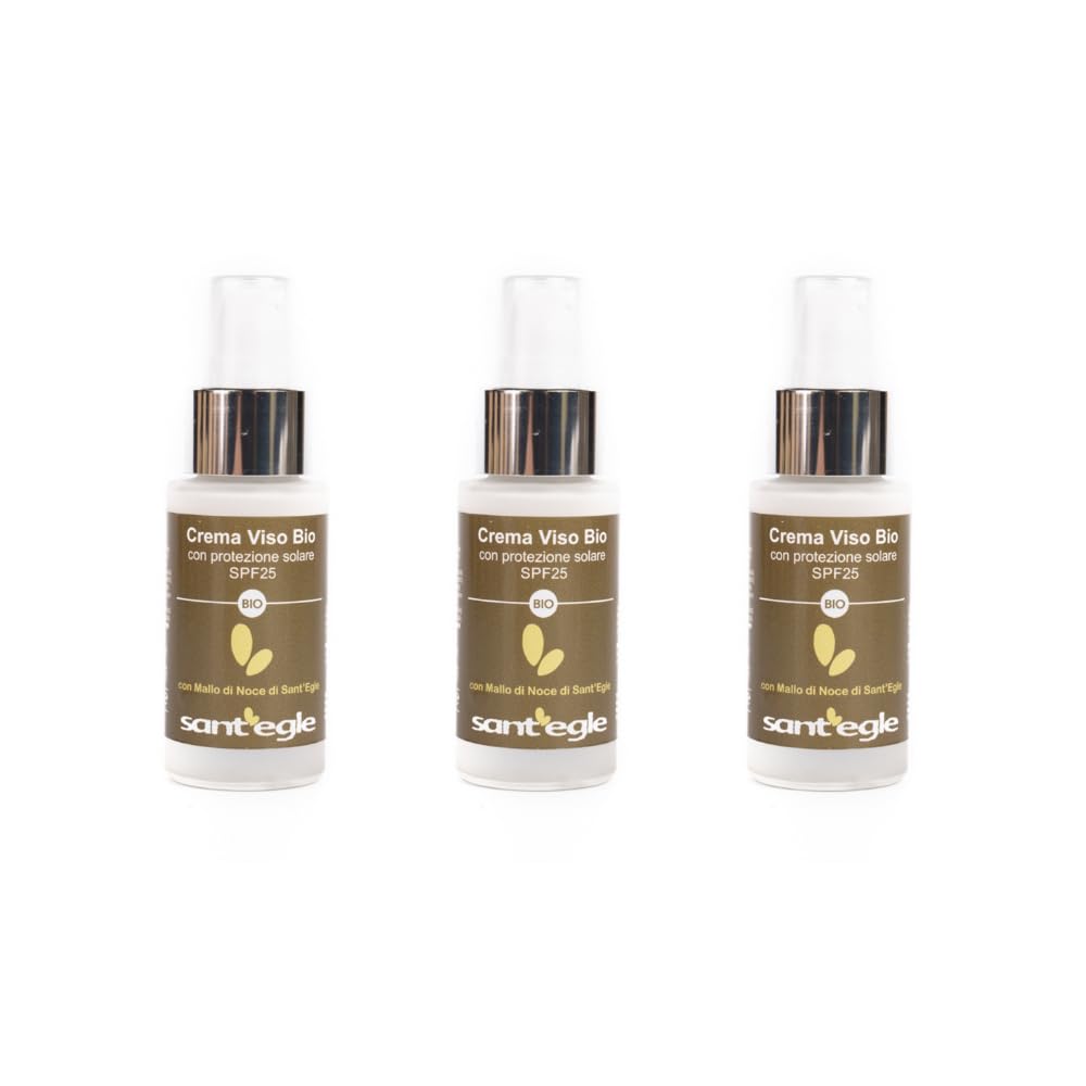 Sant'Egle Krem do twarzy z ochroną przeciwsłoneczną SPF25 Organiczny orzech włoski, 30 ml, ekonomiczny pakiet 3 szt. (3)