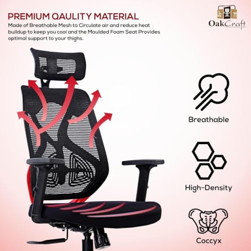 Image of Oakcraft Ergonomic Office Chair with Multi-Lock Tilt, Seat Slider & Dynamic Lumbar Support
