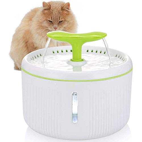 ZSLD Fontaine d'eau pour Animaux De Compagnie avec Vision Nocturne LED, Fontaine À Boire 2 Modes, avec 1 Filtre À Charbon 2L Cover