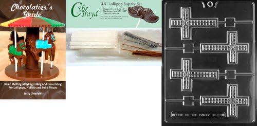 Cybrtrayd Cross Lolly Chocolate Candy Mold with Chocolatier's Bundle