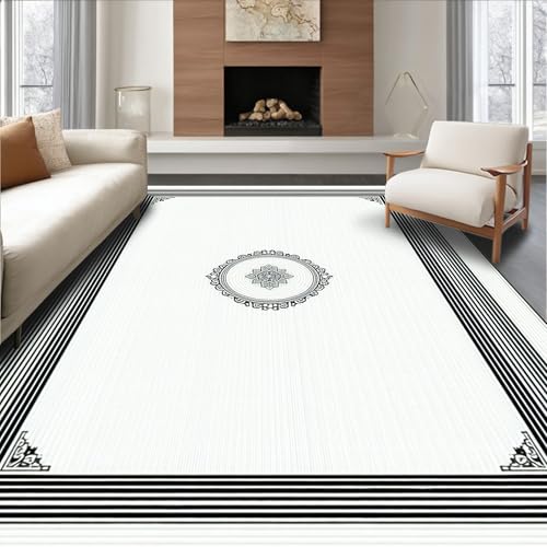 ODIKA Flatwoven High Traffic Area Rug 5x7, Minimalist Black and
