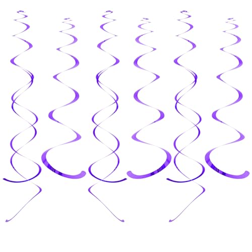 Image of Party Swirl Decorations Hot Pink Shinny Foil Hanging Swirl Decorations Plastic Streamer for Ceiling Plastic Streamer for Party Decorations Metallic Hanging Swirl Pack of 30 (Light Purple)