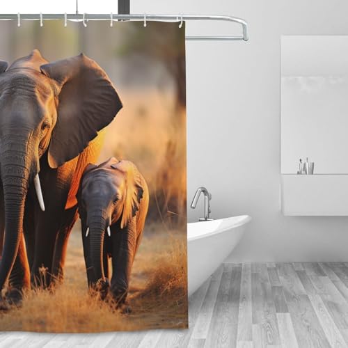 Rideau de douche éléphant en tissu lavable 183x183 cm - 2